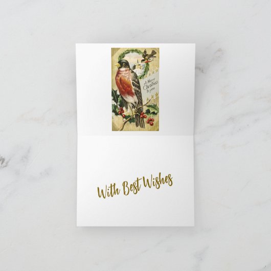 "Met de beste kerstwensen" Victoriaans Kaart (Binnen)