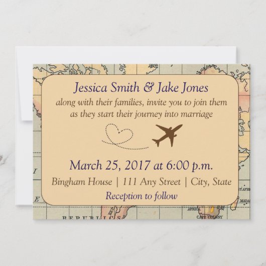 , met de bruiloft gelijkgestelde uitnodiging (Voorkant)