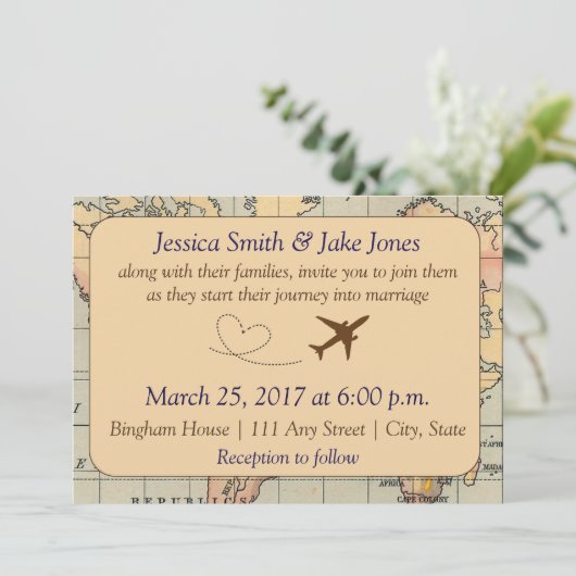 , met de bruiloft gelijkgestelde uitnodiging (Staand voorkant)