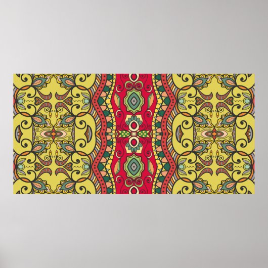 Met de decoratieve hand getekend naadloos patroon. poster (Voorkant)