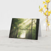 Met de diepste sympathie, lichtbrekende bosbomen kaart (Gele Bloem)