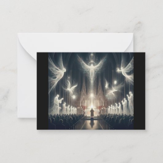 Met de engelen en de heiligen notitiekaartje (Voorkant)