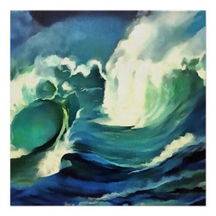 Met de 'flow crashing Ocean Waves Art' Perfect Poster