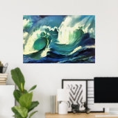 Met de 'flow crashing Ocean Waves Art' Poster (Thuiskantoor)