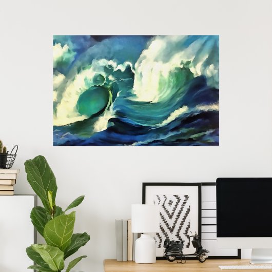 Met de 'flow crashing Ocean Waves Art' Poster (Thuiskantoor)