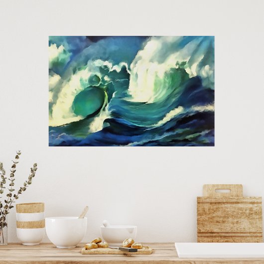 Met de 'flow crashing Ocean Waves Art' Poster (Keuken)