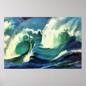 Met de 'flow crashing Ocean Waves Art' Poster (Voorkant)