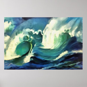 Met de 'flow crashing Ocean Waves Art' Poster