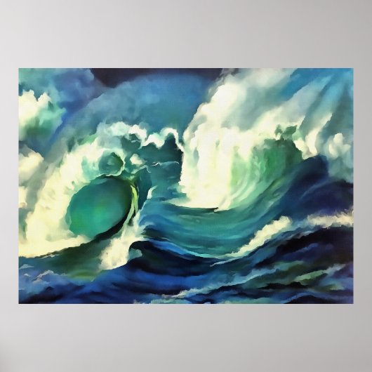 Met de 'flow crashing Ocean Waves Art' Poster (Voorkant)