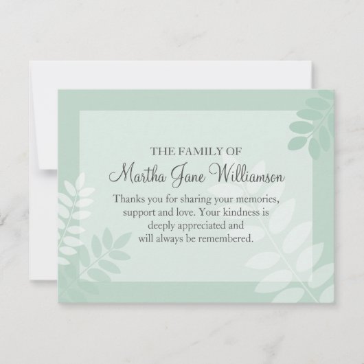 Met de functie 'groene' funeral Note-platte Bereav Notitiekaartje (Voorkant)