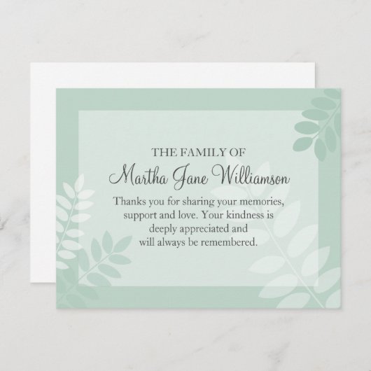 Met de functie 'groene' funeral Note-platte Bereav Notitiekaartje (Voorkant / Achterkant)