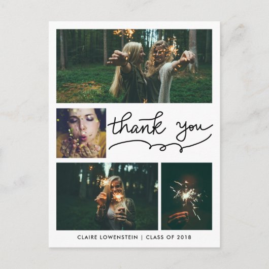 met de hand afstuderen | Vier foto's | Dank je Briefkaart (Voorkant)