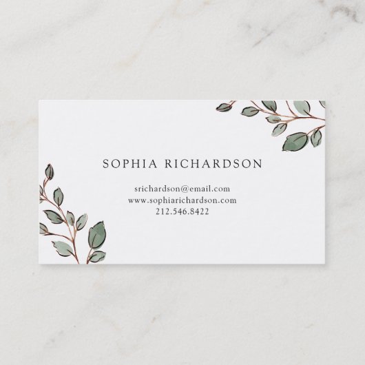 met de hand beschilderd blad | Roos goud geometris Visitekaartje (Achterkant)