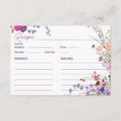 Met de hand beschilderde bloem bruidsfeest receptk informatiekaartje (Voorkant)