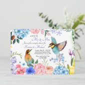 Met de hand beschilderde bloemmotieven met vogels  kaart (Staand voorkant)