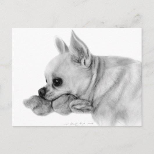 Met de hand beschilderde Chihuahua Bela met favori Briefkaart (Voorkant)