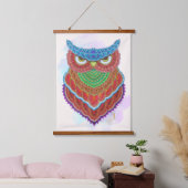 met de hand beschilderde kleurrijke uil hangend wandkleed (Slaapkamer)
