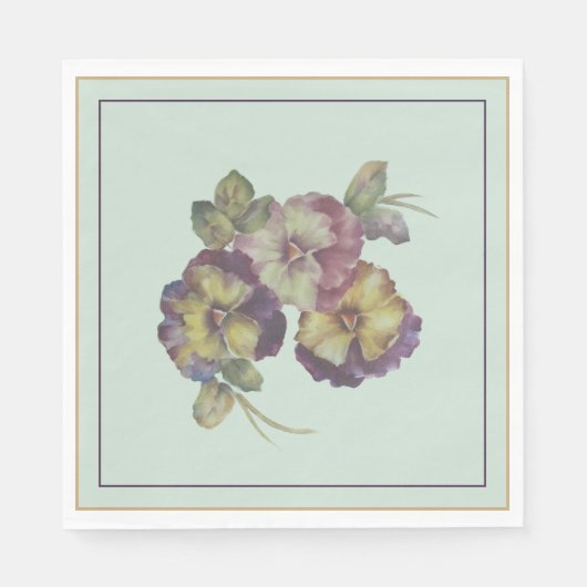 Met de hand beschilderde viooltjes-lunchservetten  servet (Voorkant)