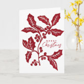 Met de hand Creëer linocut holly artwork kerst Kaart (Gele Bloem)