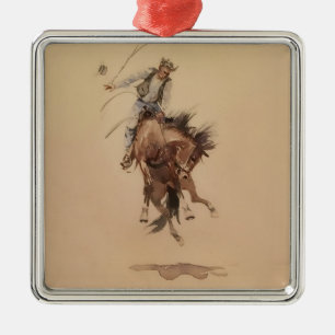 Met de hand een Bronc geselen door Edward Borein Metalen Ornament