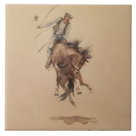Met de hand een Bronc geselen door Edward Borein Tegeltje