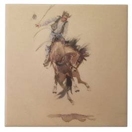 Met de hand een Bronc geselen door Edward Borein Tegeltje