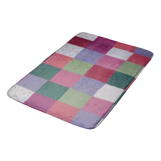 met de hand gebreide kleurrijke patchwerkvierkantj badmat (Gekanteld)