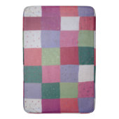 met de hand gebreide kleurrijke patchwerkvierkantj badmat (Voorkant Verticaal)