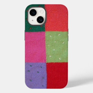 met de hand gebreide kleurrijke patchwerkvierkantj Case-Mate iPhone 14 hoesje