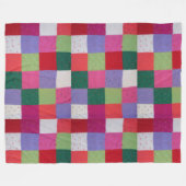 met de hand gebreide kleurrijke patchwerkvierkantj fleece deken (Voorkant (Horizontaal))
