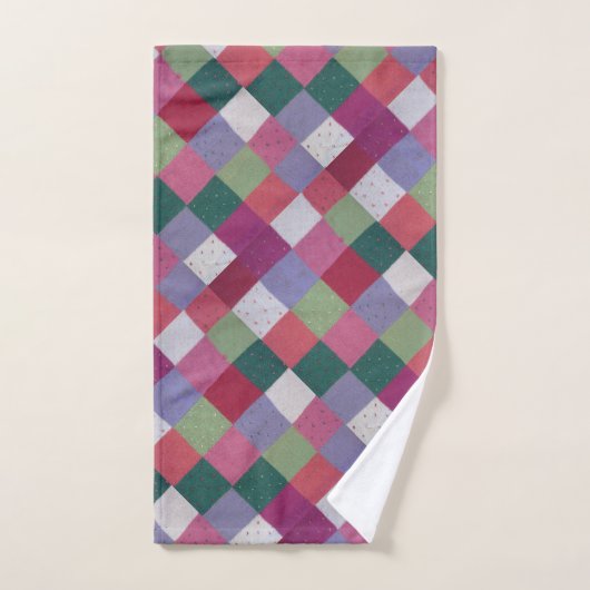 met de hand gebreide kleurrijke patchwerkvierkantj handdoek (Handdoek)