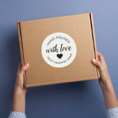 "Met de Hand Gegoten" Kaars met Liefde Ronde Sticker