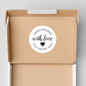 "Met de Hand Gegoten" Kaars met Liefde  Ronde Sticker