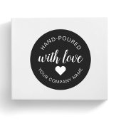 "Met de Hand Gegoten" Kaars met Liefde Ronde Sticker