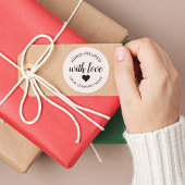 "Met de Hand Gegoten" Kaars met Liefde  Ronde Sticker