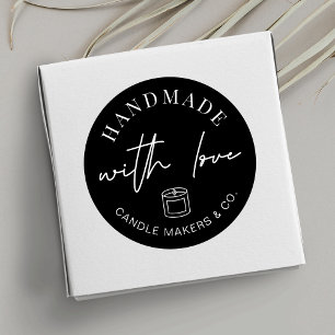 Met de Hand Gegoten Minimalistische Zwarte Kaars Ronde Sticker