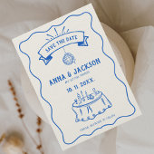 Met de hand geïllustreerd Bizar Retro Tekening Bla Save The Date