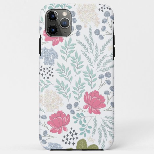 Met de hand geïllustreerd bloem- en bladpatroon Case-Mate iPhone case (Achterkant)