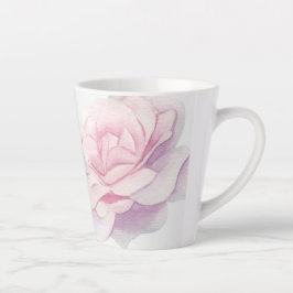 Met de hand geïllustreerd lichtroze bloemmotief latte mok