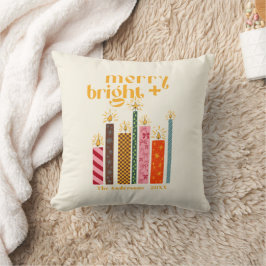 Met de hand geïllustreerd Merry + Bright Kerstkuss Kussen