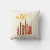 Met de hand geïllustreerd Merry + Bright Kerstkuss Kussen (Voorkant)