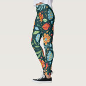 Met de hand geïllustreerd Waterverf bloemenpatroon Leggings (Links)