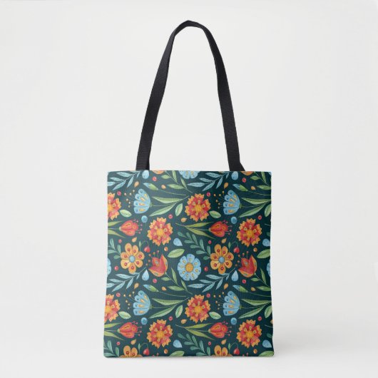Met de hand geïllustreerd Waterverf bloemenpatroon Tote Bag (Voorkant)