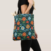Met de hand geïllustreerd Waterverf bloemenpatroon Tote Bag (Dichtbij)