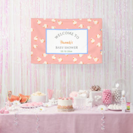 Met de hand geïllustreerde baby-eendjes Roze baby  Spandoek