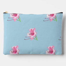 Met de hand geïllustreerde blauwe en roze bloemen etui