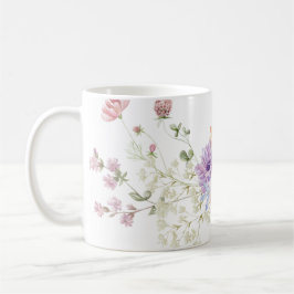 Met de hand geïllustreerde bloemen koffiemok