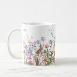 Met de hand geïllustreerde bloemen koffiemok