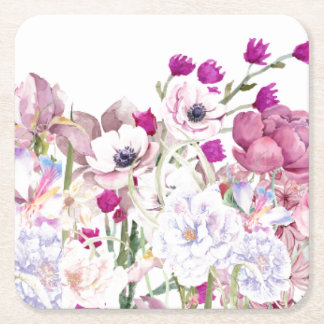Met de hand geïllustreerde bloemenprint kartonnen onderzetters