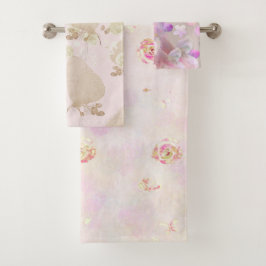 Met de hand geïllustreerde bloemenprint wasbadhand bad handdoek